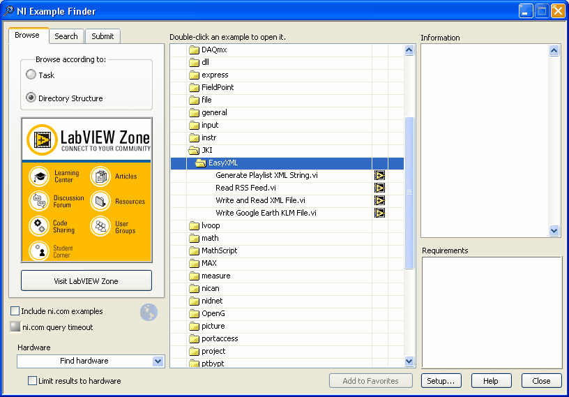 JKI EasyXML in the NI Example Finder JKI EasyXML in the NI Example Finder