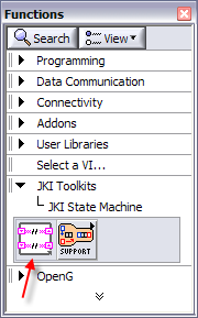 JKI State Machine in the Functions Palette JKI State Machine in the Functions Palette